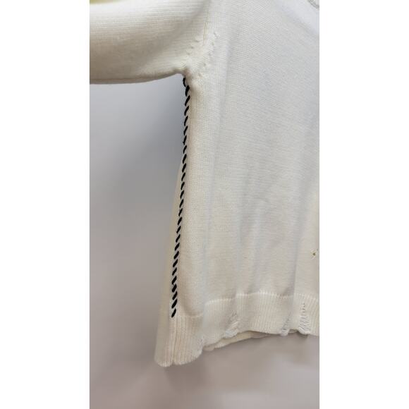 143 Story Distressed Smiley Face Sweater Small - Picture 3 of 7